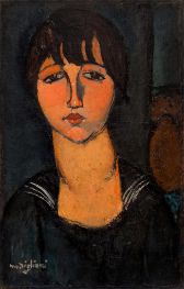 Frau im Matrosenhemd, 1916 von Modigliani | Leinwand Kunstdruck