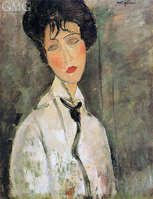 Porträt einer Frau in schwarzen Krawatte, 1917 | Modigliani | Giclée Leinwand Kunstdruck