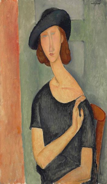 Jeanne Hebuterne im Hut, 1919 | Modigliani | Giclée Leinwand Kunstdruck