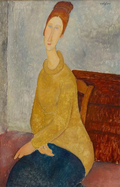 Jeanne Hebuterne mit gelbem Pullover, c.1918/19 | Modigliani | Giclée Leinwand Kunstdruck