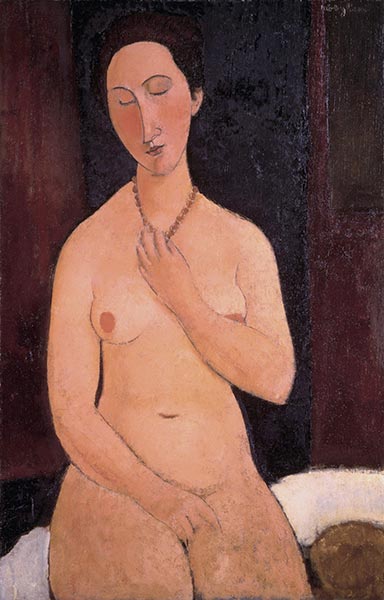 Sitting Nude with Necklace, 1917 | Modigliani | Giclée Canvas Print