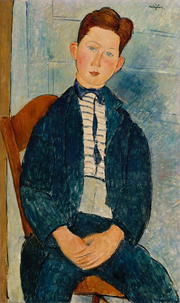 Junge in gestreiften Pullover, 1918 | Modigliani | Giclée Leinwand Kunstdruck