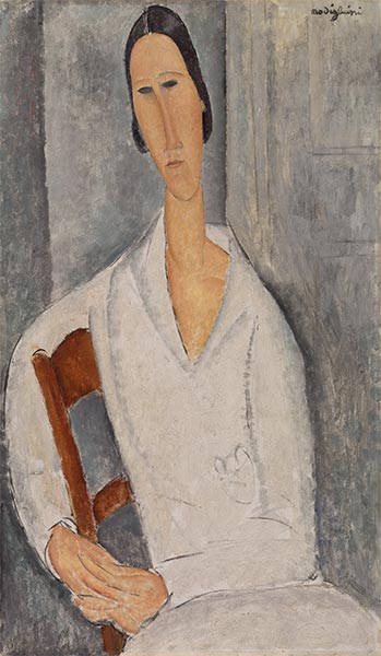 Madame Hanka Zborowska, die sich auf einen Stuhl lehnt, 1919 | Modigliani
