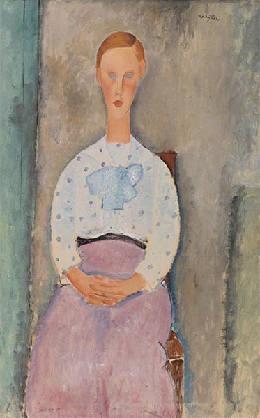 Mädchen mit gepunkteten Bluse, 1919 | Modigliani | Giclée Leinwand Kunstdruck