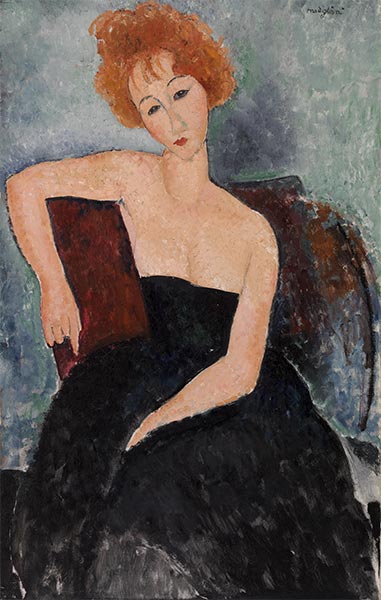 Rothaariges Mädchen im Abendkleid, 1918 | Modigliani | Giclée Leinwand Kunstdruck