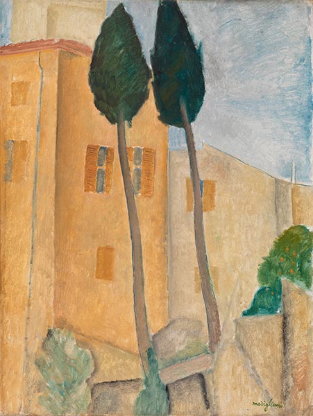 Cypresses and Houses at Cagnes, 1919 | Modigliani