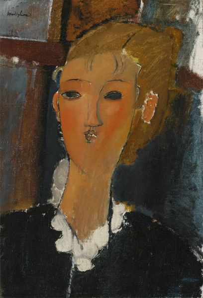 Junge Frau mit Halskrause, n.d. | Modigliani | Giclée Leinwand Kunstdruck