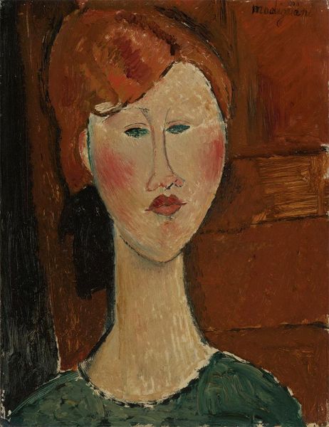 Frau mit roten Haaren, n.d. | Modigliani | Giclée Leinwand Kunstdruck