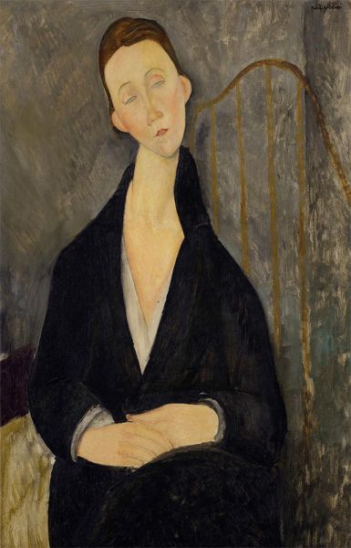 Modigliani | Lunia Czechowska im schwarzen Kleid, 1919 | Giclée Leinwand Kunstdruck