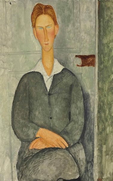Sitzender rothaariger junger Mann, 1919 | Modigliani | Giclée Leinwand Kunstdruck