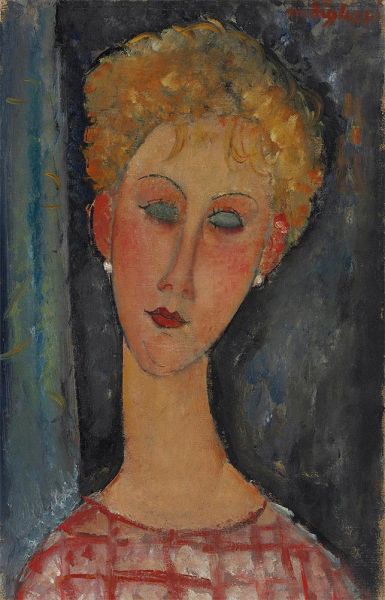 Die Blondine mit den Ohrringen, c.1918/19 | Modigliani | Giclée Leinwand Kunstdruck