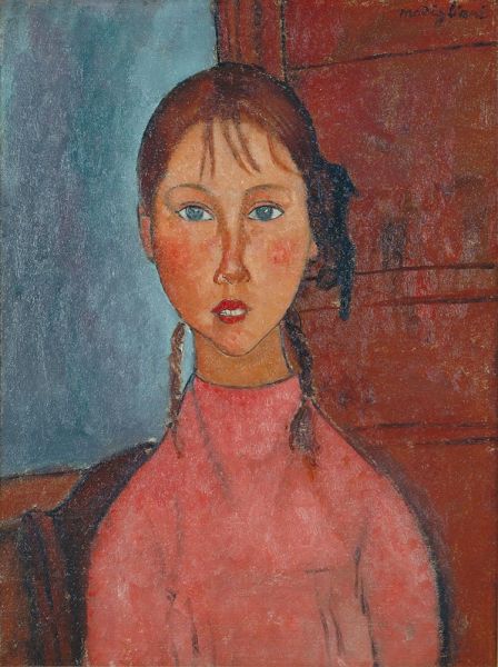 Modigliani | Mädchen mit Zöpfen, c.1918 | Giclée Leinwand Kunstdruck
