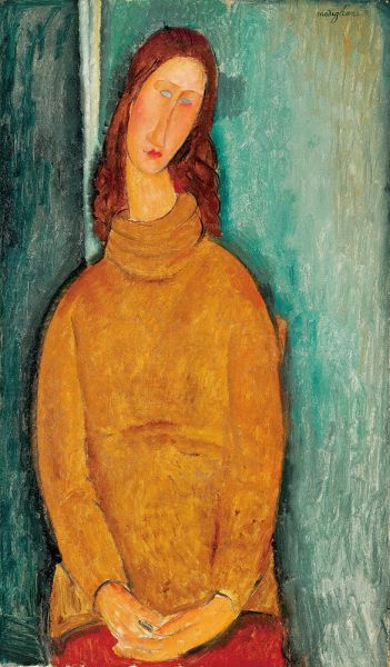 Modigliani | Porträt von Jeanne Hébuterne im gelben Pullover, 1919 | Giclée Leinwand Kunstdruck