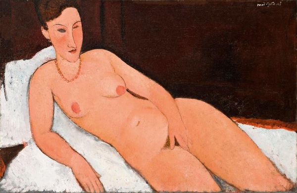 Modigliani | Nackt mit Korallenkette, 1917 | Giclée Leinwand Kunstdruck