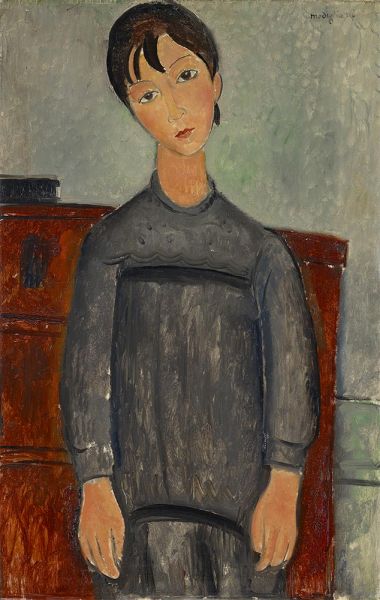 Modigliani | Girl Standing in Black Pinafore, 1918 | Giclée Canvas Print
