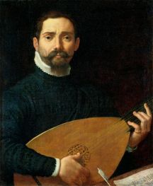 Porträt eines Lautenspielers, c.1593/94 von Annibale Carracci | Leinwand Kunstdruck