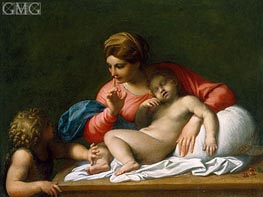 Die Madonna und das schlafende Kind mit dem Säugling Johannes der Täufer (Il Silenzio), c.1599/00 von Annibale Carracci | Leinwand Kunstdruck