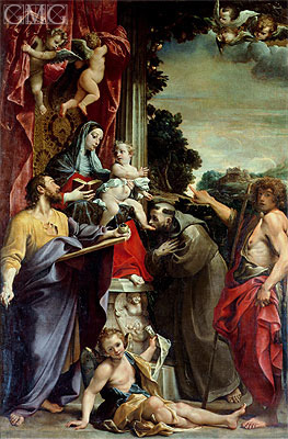 Madonna Enthroned with St. Matthew, 1588 | Annibale Carracci | Giclée Canvas Print