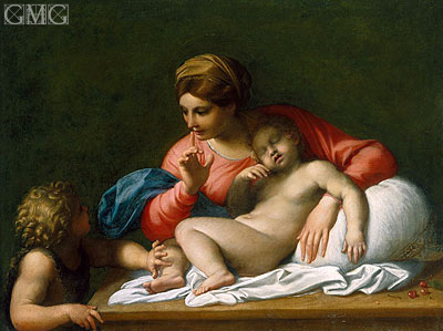 The Madonna and Sleeping Child with the Infant St John the Baptist (Il Silenzio), c.1599/00 | Annibale Carracci | Giclée Canvas Print