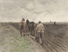 Bauer hinter dem Pflug, c.1885 von Anton Mauve | Papier-Kunstdruck