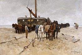 Fischerboot am Strand, 1882 von Anton Mauve | Leinwand Kunstdruck