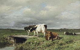 Rinder in einer ausgedehnten Polderlandschaft, Undated von Anton Mauve | Leinwand Kunstdruck