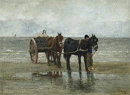 Anton Mauve | Horses and Cart on a Beach, Undated | Giclée Canvas Print