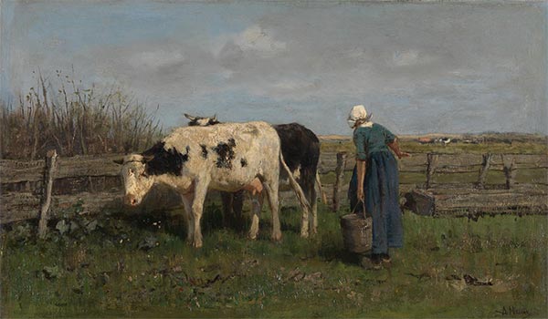 Melkzeit, c.1875 | Anton Mauve | Giclée Leinwand Kunstdruck