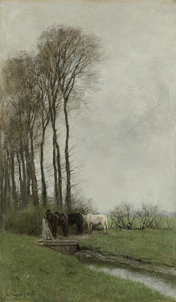 Pferde am Zaun, 1878 | Anton Mauve | Giclée Leinwand Kunstdruck