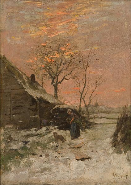 Anton Mauve | Winter Landscape (Farm with Woman and Dog in the Snow), Undated | Giclée Canvas Print