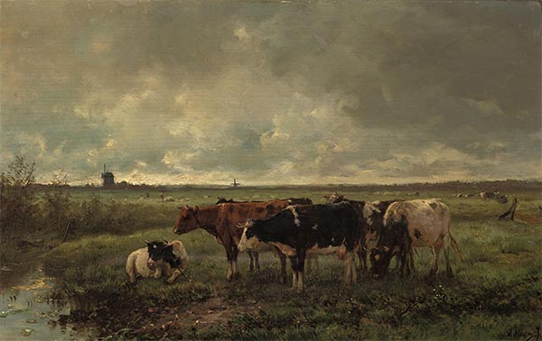 Landschaft mit Kühen und Mühle am Horizont, c.1858/88 | Anton Mauve
