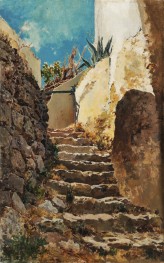 Stadtstraße mit Treppe, c.1882/85 | Antonino Leto