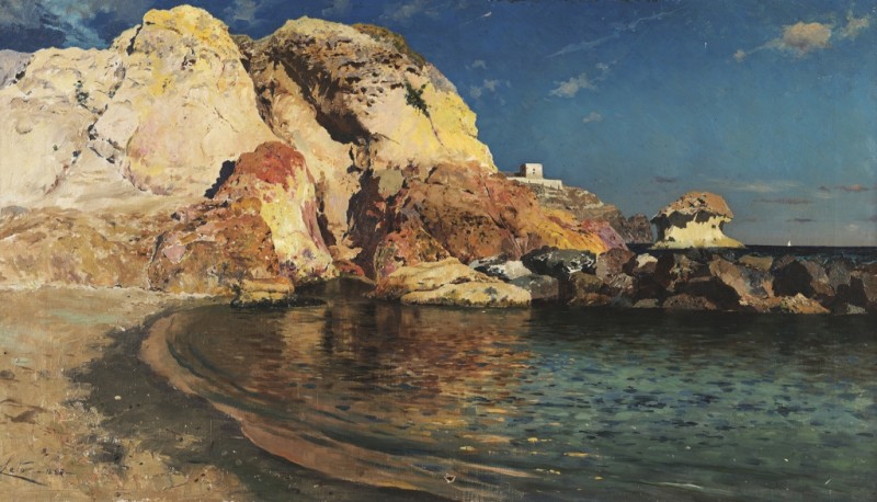Meeresblick auf Ischia mit Felsnadeln, 1880 | Antonino Leto | Giclée Leinwand-Kunstdruck