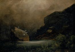 Bergsee mit Möwen, 1847 von Arnold Bocklin | Leinwand Kunstdruck