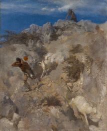 Pan Frightening a Shepherd (Terrified Panic) | Arnold Bocklin | Painting Reproduction