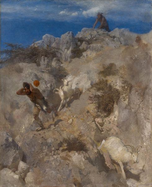 Pan Frightening a Shepherd (Terrified Panic), 1859 | Arnold Bocklin | Giclée Canvas Print