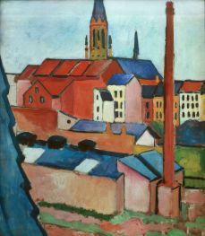 St. Mary's Church with Houses and Chimneys, 1911 | August Macke