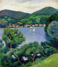 View of Lake Tegern, 1910 by August Macke | Giclée Canvas Print