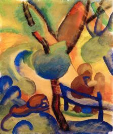 Hermit with Lion (Jerome), 1911 by August Macke | Giclée Paper Art Print