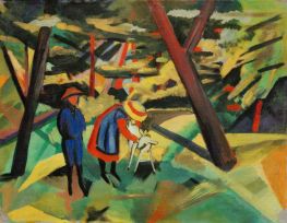 Children with Goat in the Forest, 1912 by August Macke | Giclée Canvas Print