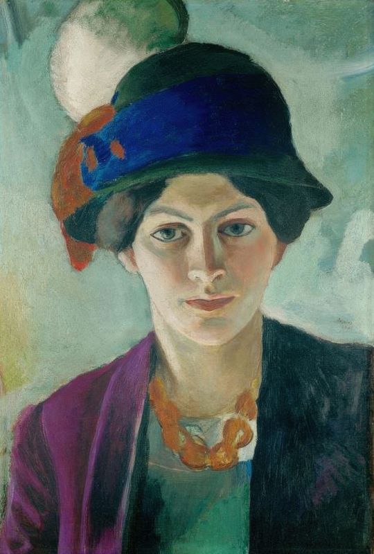 Mrs. Elisabeth Macke with Hat, 1909 | August Macke | Giclée Canvas Print