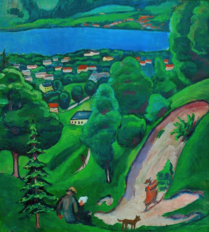 Landschaft am Tegernsee, 1910 | August Macke | Giclée Leinwand-Kunstdruck