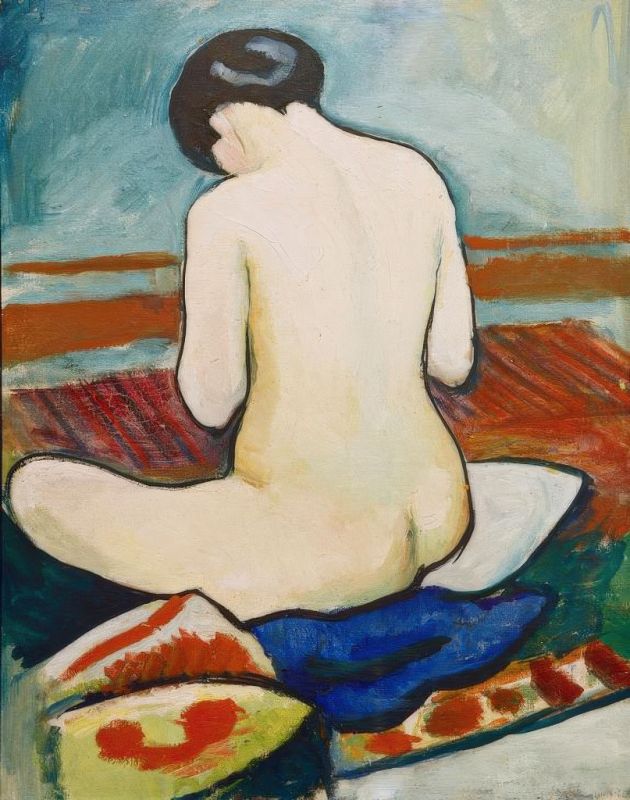 Nude Sitting on Cushions, 1911 | August Macke | Giclée Canvas Print