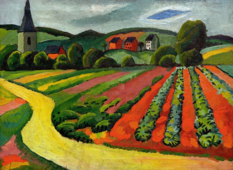 Landscape with Church and Lane, 1911 | August Macke | Giclée Canvas Print
