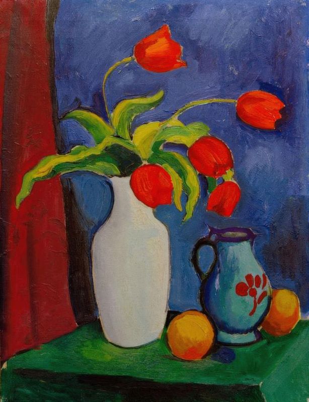 Red Tulips in White Vase, 1912 | August Macke | Giclée Canvas Print