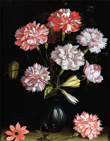 van der Ast | Floral Study: Carnations in a Vase, undated | Giclée Canvas Print