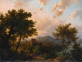 Sonnenuntergang am Rhein | Barend Cornelius Koekkoek | Gemälde Reproduktion