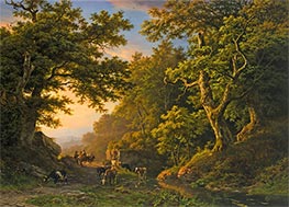 Figures in a Wooded Landscape, 1850 by Barend Cornelius Koekkoek | Canvas Print