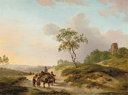 Landscape with Figures on a Roadway in the County of Gelderland, n.d. by Barend Cornelius Koekkoek | Canvas Print