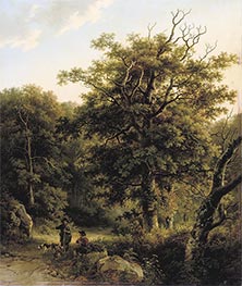 A Sportsman and Woodgatherers in the Forest | Barend Cornelius Koekkoek | Painting Reproduction